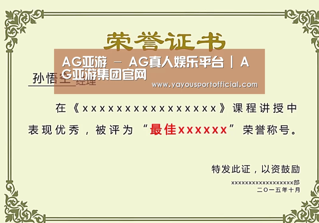 AG亚游荣誉证书二